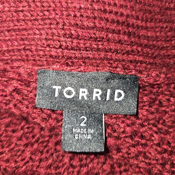 Torrid Brick Red Long Sleeve Knit Cardigan Sweater Size 2x 2 - Picture 5 of 6